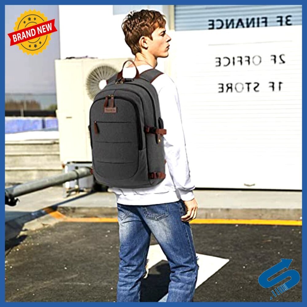 Canvas Laptop Backpack Anti-Theft Travel Work Bag USB Charging Port Lock - Picture 7 of 7